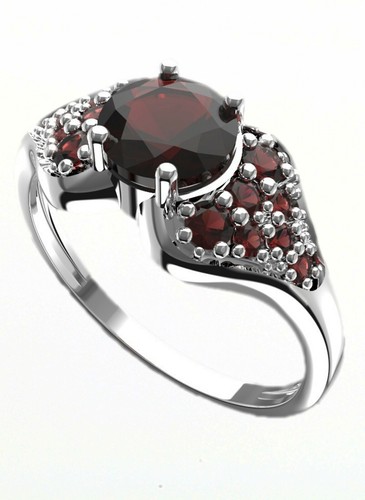 Silver rings with natural Czech Moldavites and garnets 925, 22K - Picture 5 of 54