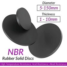 NBR Rubber Solid Discs Flat Round Pad Sealing Non-Slip Cushioning 1mm-10mm Thick