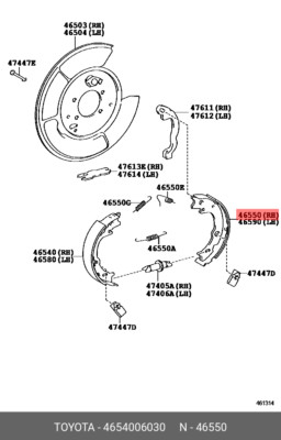 Original shoe assy, parking brake, left no.2, 4654006030 for TOYOTA 46540-06030