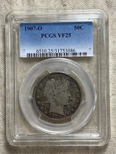1907-O 50c PCGS VF 25 Barber Half Dollar Nice Circ Look Orleans Issue