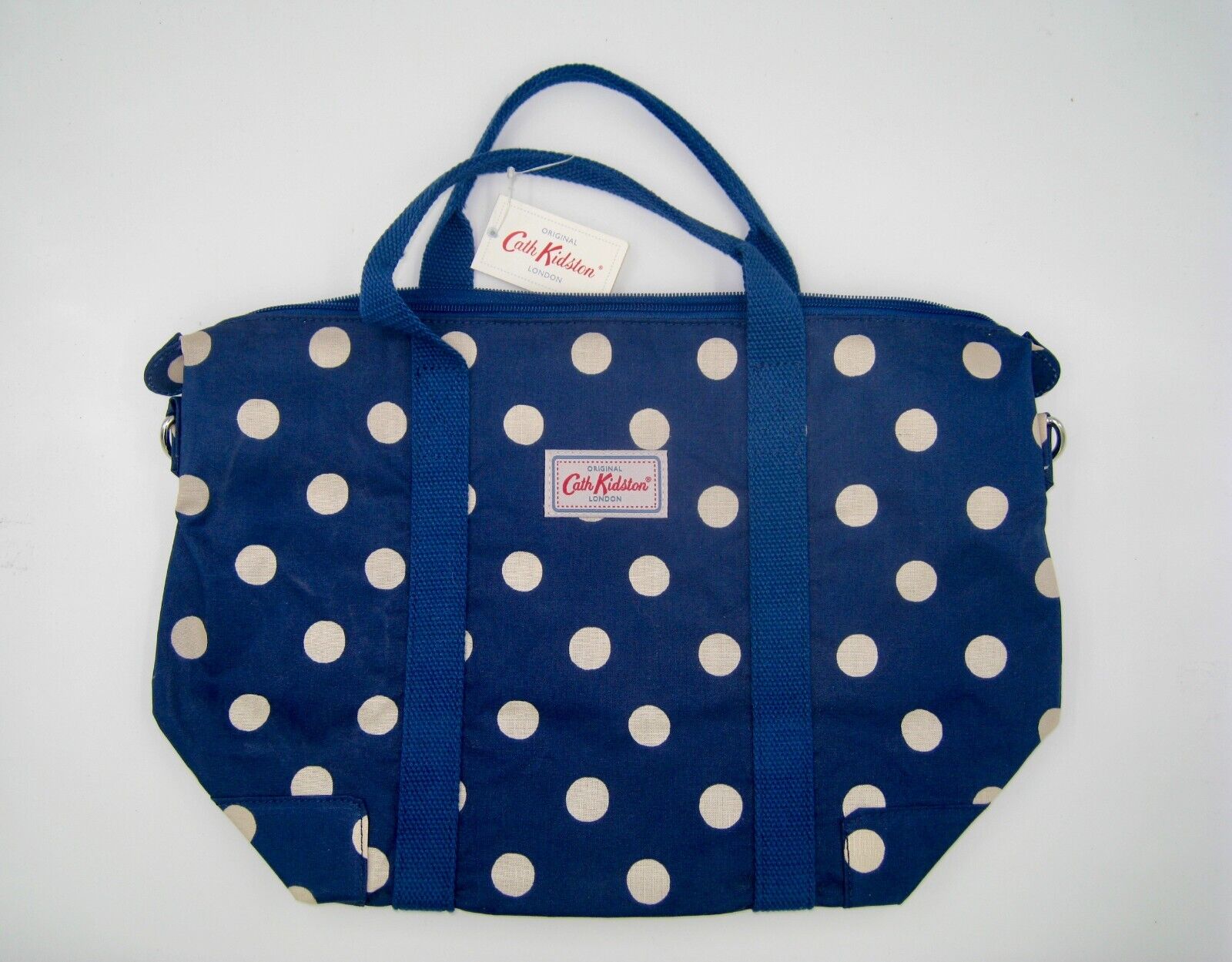 Children's top handle bag in blue cotton jacquard