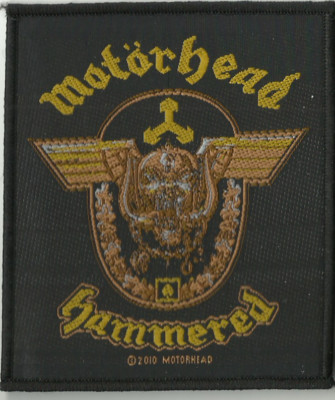 MOTORHEAD hammered gold 2010 WOVEN SEW ON PATCH official - no longer made LEMMY