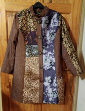 Julia K New York Coat Mixed Media Patchwork Animal Print Beading Sequins M