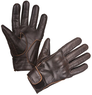 Modeka Hot Classic Motorcycle Gloves Leather Summer Dark Brown