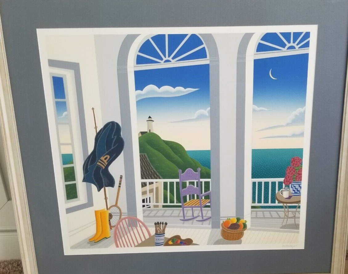 絵画 Thomas McKnight - Nantucket Thomas McKnight Nantucket Porch with Captain's Jacket 1991