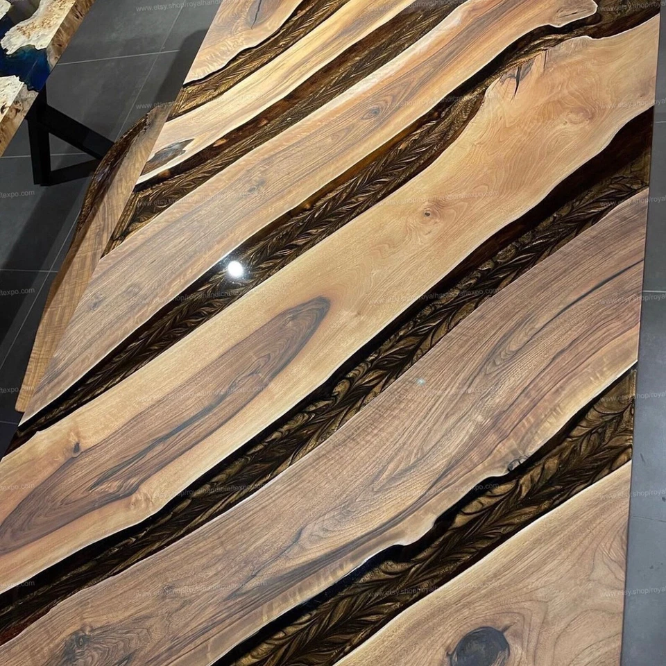 Natural Wood Working Resin River Epoxy Coffee And Side Sofa Table Top Customize - Image 2 of 4