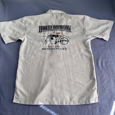 ℕ HARLEY DAVIDSON MOTORCYCLE Embroidered short sleeve Button Up