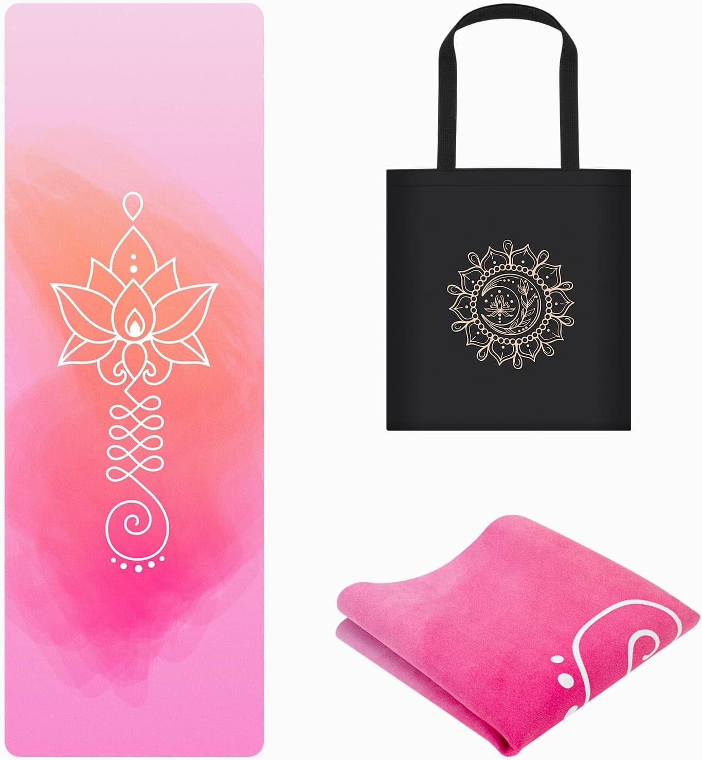 Non-slip foldable travel yoga mat with carry bag for yoga and exercise