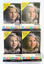 Lot of 4 three-packs - Sylvania FLASHCUBES Camera Flash -12 cubes,  36 FLASHES