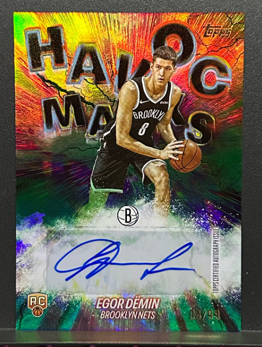 Egor Demin 2025 Topps Flagship /99 Auto Green Havoc Marks RC Nets #HM-ED
