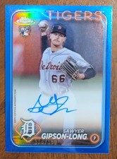 2024 Topps Chrome Sawyer Gipson-Long Blue Auto /150 Detroit Tigers 21A