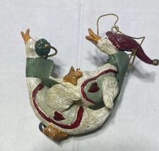 SKATING GEESE In Hats  Scarves Christmas 1 Ornament green red white