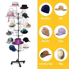 7-Tier Rotating Hat Display Rack Cowboy Baseb...