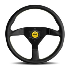 Momo Monte Carlo Black Leather Yellow Stitching 350mm Steering Wheel - Mcl35bk5b