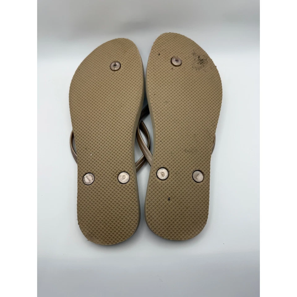 Sandalias chanclas para mujer viejas doradas azul marino cómodas Foto 2 de 2