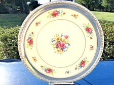 Sterling Silver Lenox Porcelain Charger Green Mark Pre 1957  Rose Pattern VTG
