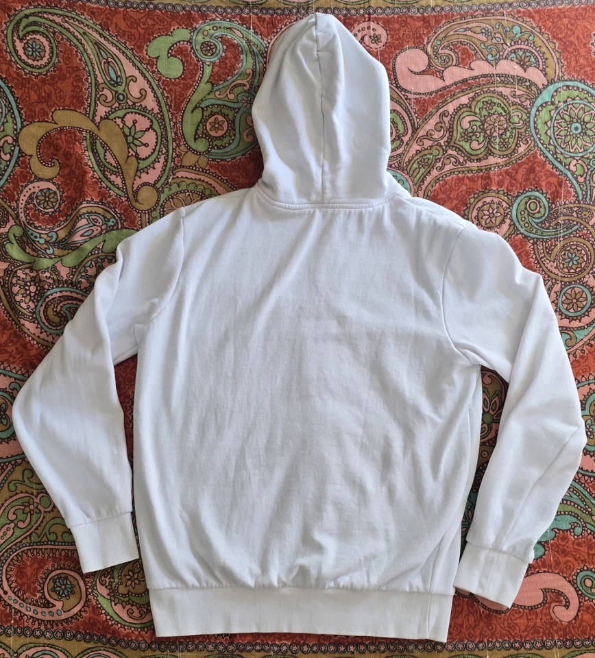 Sudadera con capucha vintage Y2K Element Spellout cremallera monopatín skate grunge talla L blanca Foto 2 de 4