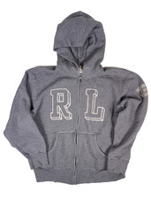 Vintage 90s Ralph Lauren Polo Jeans Co Sweatshirt Hoodie Medium Full Zip Grey