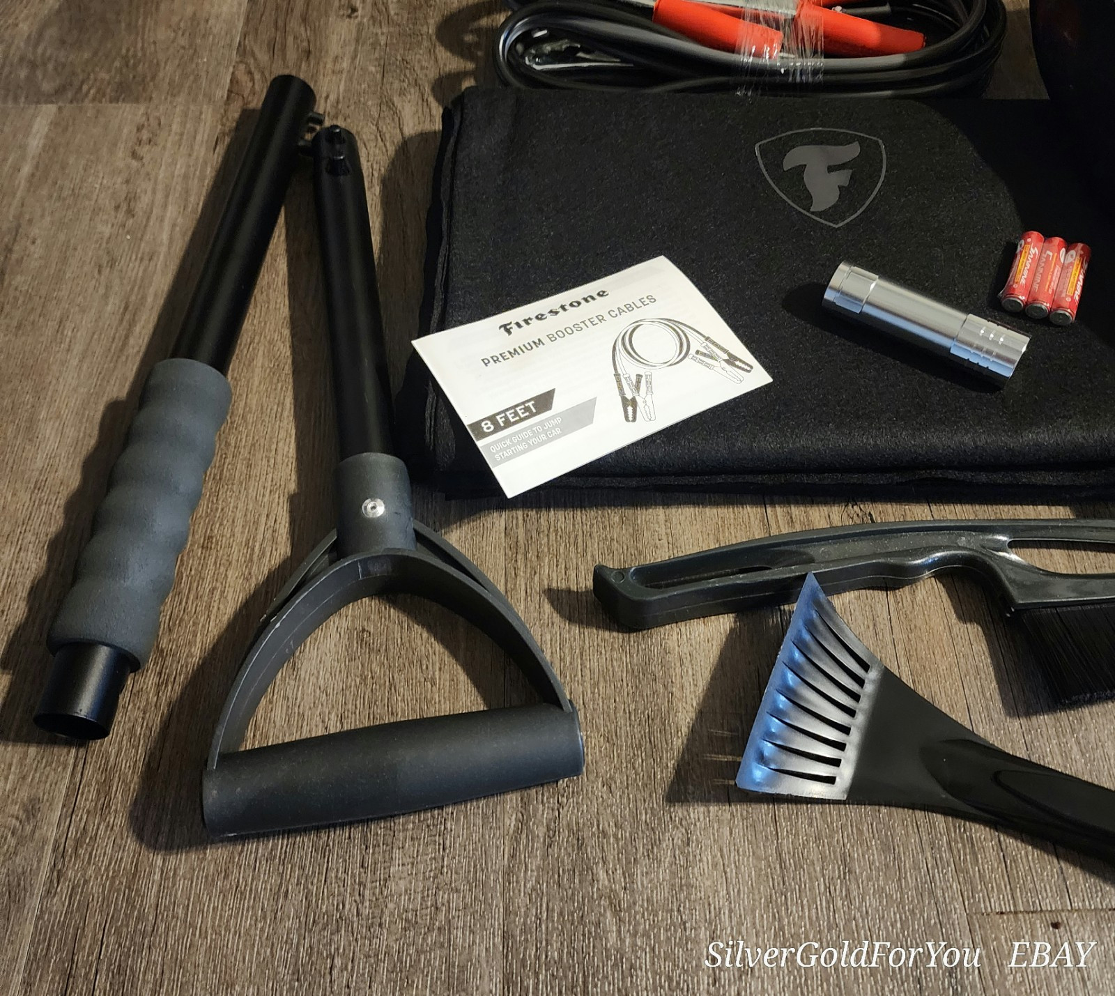 Emergency Car Auto Truck Kit Jumper Cables Shovel Flashlight Blanket Ice Scraper