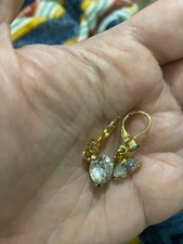 14k cubic zirconia earrings pair of dangle drop style