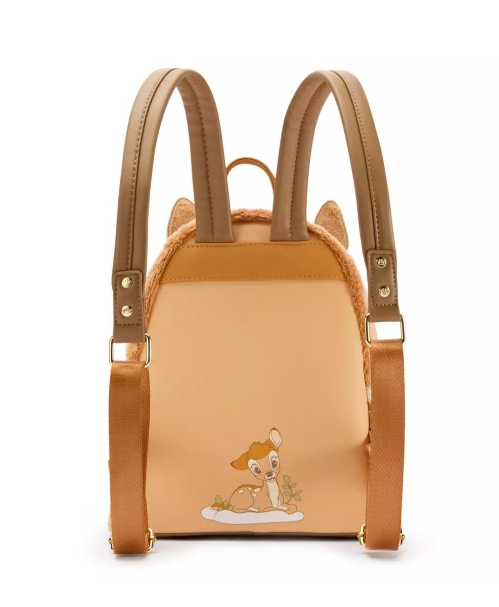 Disney Parks Loungefly Bambi Plush Faux Fur Mini Backpack Brown Gold WDBK2545 Loungefly Disney Parks Bambi Pastel Faux Fur Plush Mini  main image 2