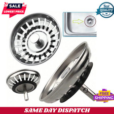 2x Stainless Steel Replacement Kitchen Sink Drain Strainer Drainer Waste Plug.
