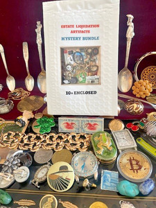 Estate Finds-Mixed smalls: Jewelry, Coins, Stamps, Watch, 10+vintage - lot DN211
