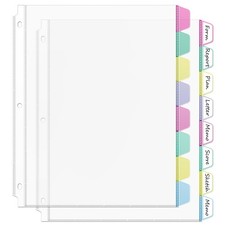 16PCS/2 Set 3 Ring Clear Binder Dividers with Tabs, 8.5 X 11 8 Tabs Binder Divid