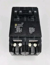 NEW Homeline Square D 2-15A Single-Pole 1-30A 2-Pole Quad Tandem Circuit Breaker