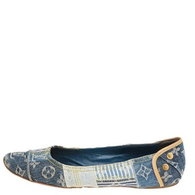 靴 Louis Vuitton Denim Ballet Shoes Louis Vuitton Blue Monogram Denim Ballet Flats Size 37 | eBay