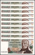 Argentina 50000 Pesos, 1979-1983 ND, P-307a.1, UNC X 10 PCS
