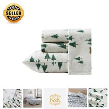 Luxurious King Flannel Sheets - 100 Cotton, Anti-Pilling  Wrinkle Resistant