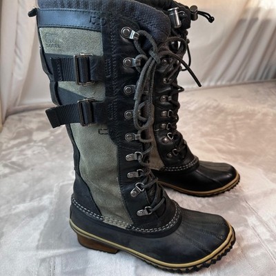 Sorel Conquest Carly Lace Boots Women 7.5 Black Waterproof NL2273-010 Winter