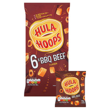 3x Hula Hoops BBQ Beef Crisps Multipack 6x24g | Baked Hoop Snacks