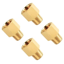 4-Pack 1/4" Male to Female Brass Pipe Fitting Adapters for Shower Head