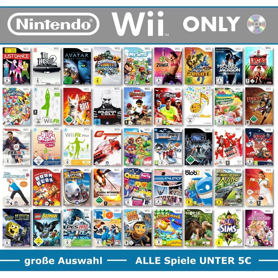 Nintendo Wii Spiele-Wahl nur CD 💿 Spiele-Wahl 🚨 ALLE Spiele UNTER 5€ pro Game - Bild 1 von 1