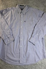 Chaps Ralph Lauren Shirt Mens 16.5 34/35 Blue Stripe Button Down Long Sleeve