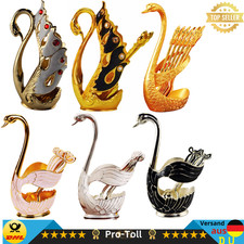 Schwan Löffel Set Deko 6 Dessertlöffel Kaffeelöffel Teelöffel mit Schwan Halter