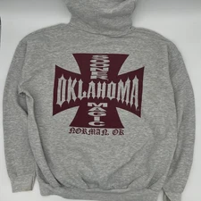 Vintage Oklahoma Sooners Sooner Magic Hoodie XL Gray Hanes Norman OK Fast Ship!!
