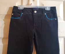 NWT Ralph Lauren Girls Black Corduroy Pants Embroidered Back Flap Pocket Size 10