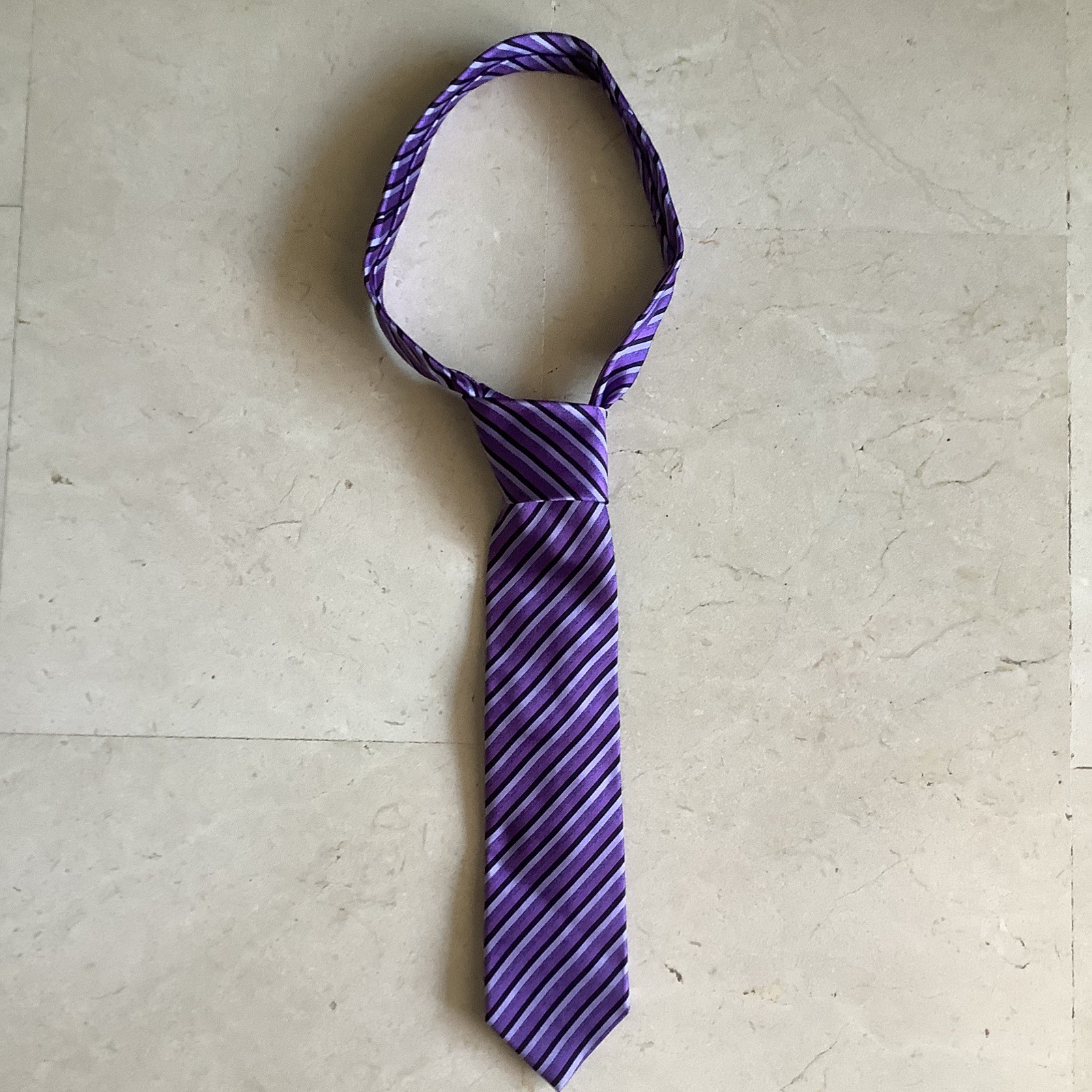 Corbata Ben Sherman 100% Seda Morada Rayas Nueva con Etiquetas 150 cm