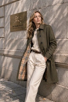 Burberrys Silk Balmacaan Coat Iridescent Green Vintage Car Coat