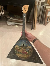 Vintage Russian Balalaika 3 String Instrument Folk Art Guitar Russian - 26.5”