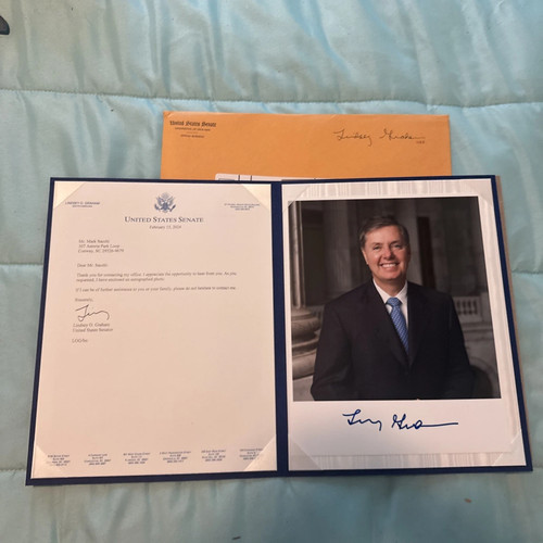 Senator Lindsey Graham Hand Signed Autographed Package