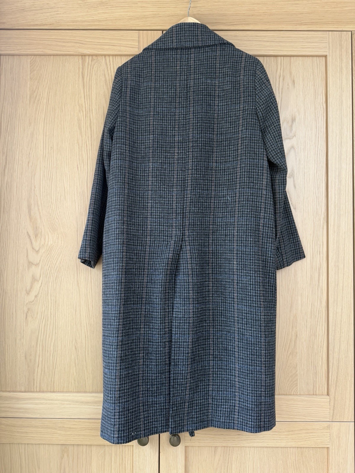 Primark Women’s Long Maxi Grey Checked Jacket Coat Size 10 image 4