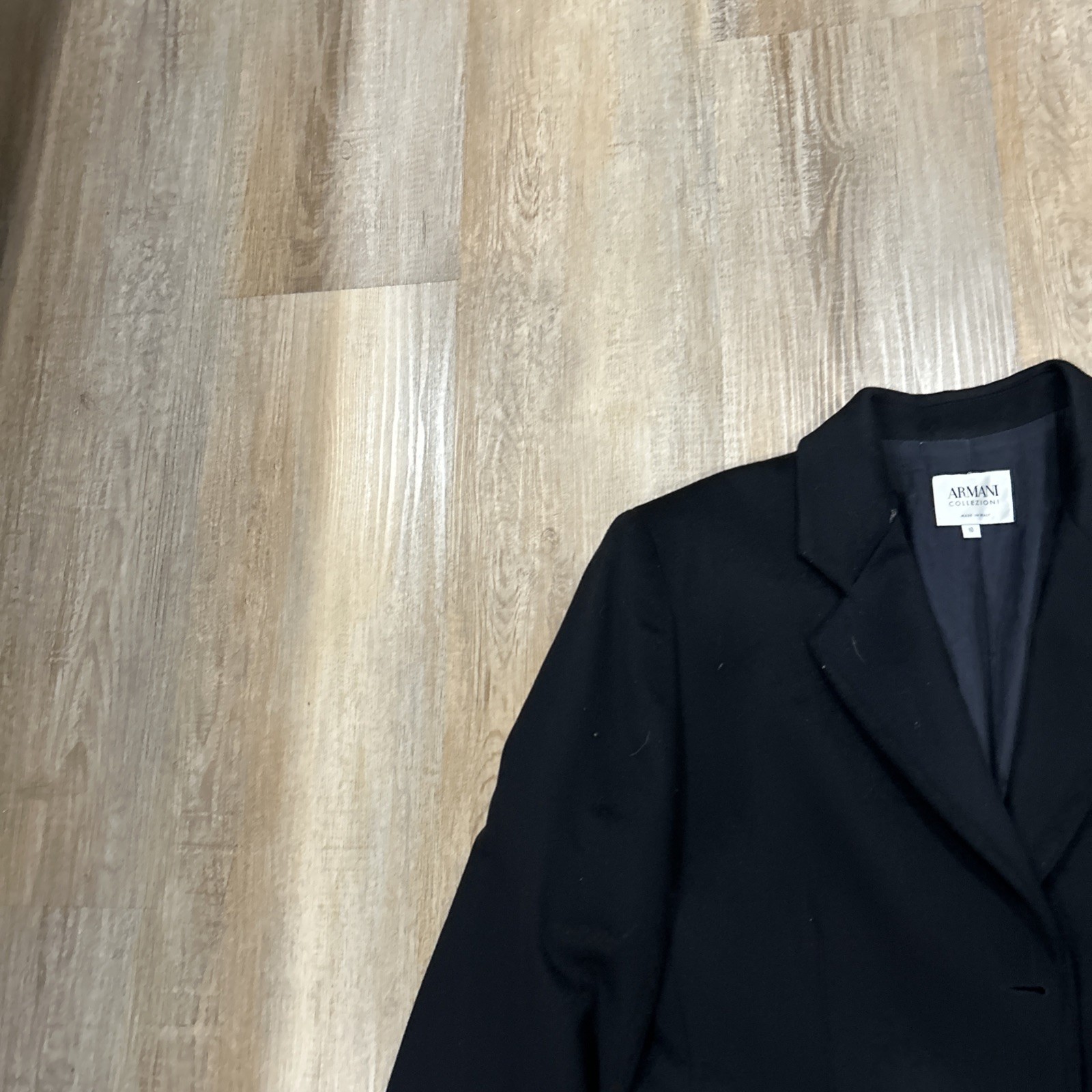 Armani Collezioni Blazer Womens Black Wool Mohair Single Breasted Jacket Size 10