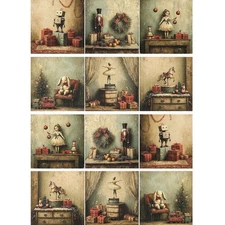 A4 Decoupage Paper 12 CHRISTMAS TOYS COLLAGE - ITD Collection Rice Paper Craft