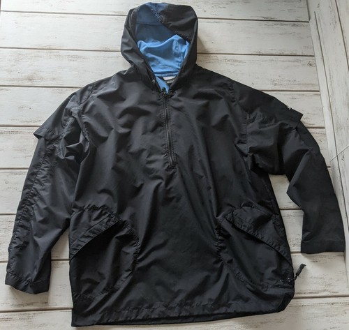 Nike half 1/2 zip pullover windbreaker hooded black L nylon jacket vintage Men - Picture 13 of 16