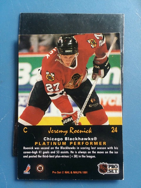 Hockey Cards 1991 Pro Set Platinum Jeremy Roenick Chicago Black Hawks Hockey Cards 1991 Pro Set Platinum Jeremy Roenick Chicago Black Hawks