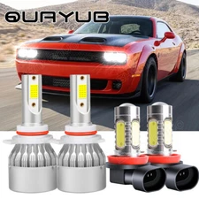 For Dodge Challenger 2015-2022 LED Headlight Bulbs Hi/Lo Beam+Fog Light Kit 4Pcs